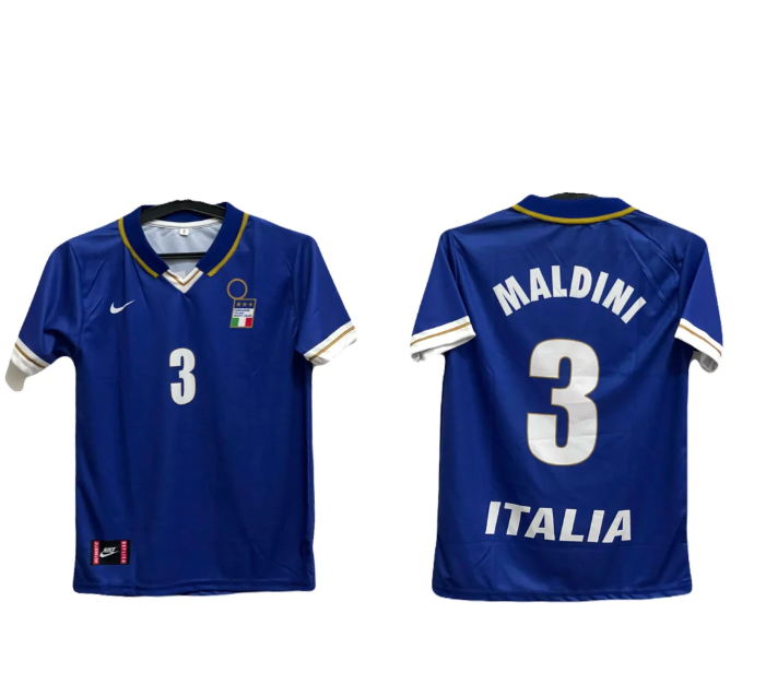 Italy 1996 home kit short sleeve jersey maldini